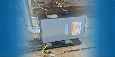 Air handler unit installed in a mechanical room